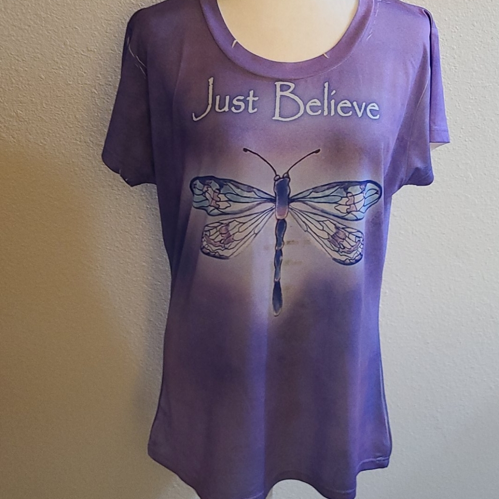 Purple "Just Believe" Tee NWOT